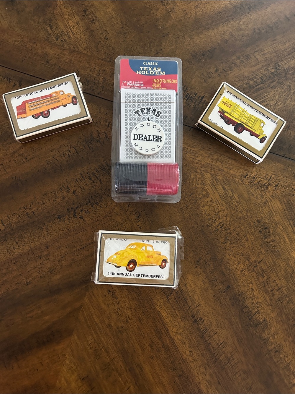 Classic Texas Hold'em Poker Dealer Set with Chips and 3 decks of Coca-Cola cards